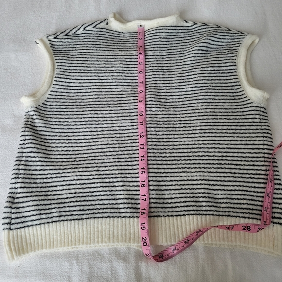 bohme Clark Cardigan, White With Black Stripes, Wool Blend, Size Small - Picture 7 of 9